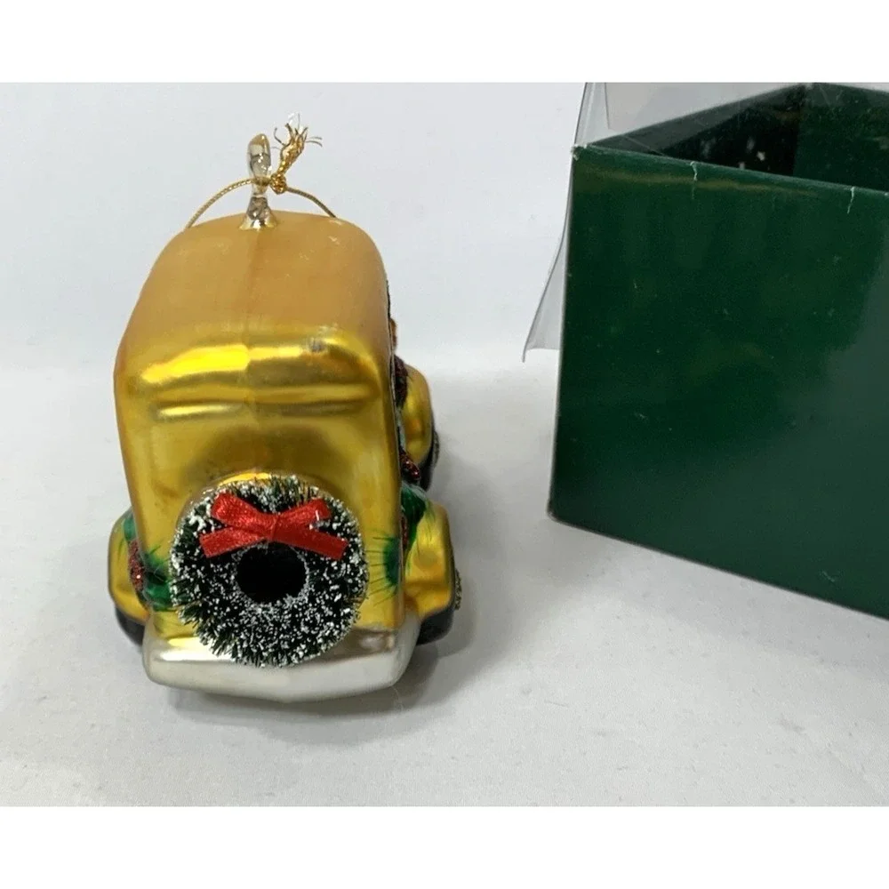 School‎ Bus Christmas Ornament Blown Glass Painted Teacher Gift